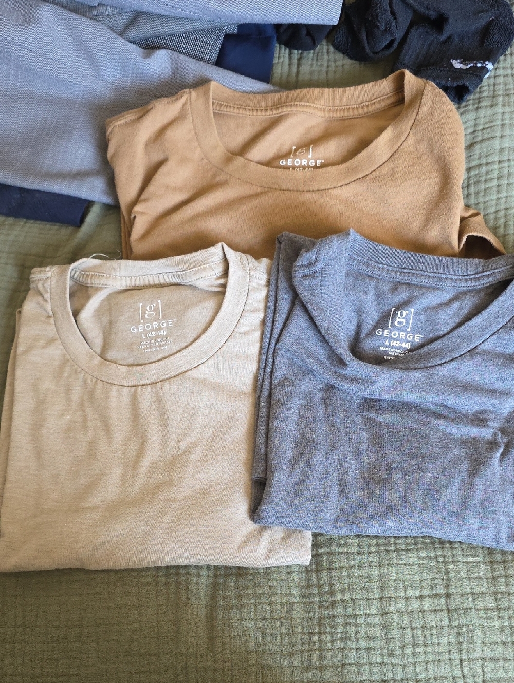 George Short Sleeve Tee Set - Camel, Beige, Gray